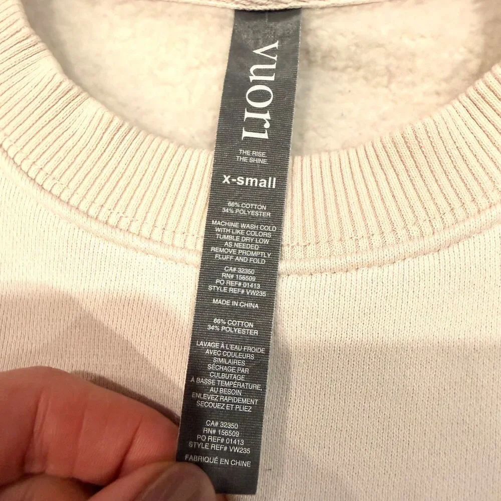 Vuori Cropped Crewneck Sweatshirt Pale Pink Cream Oversized Fit Womens XS - Picture 2 of 8